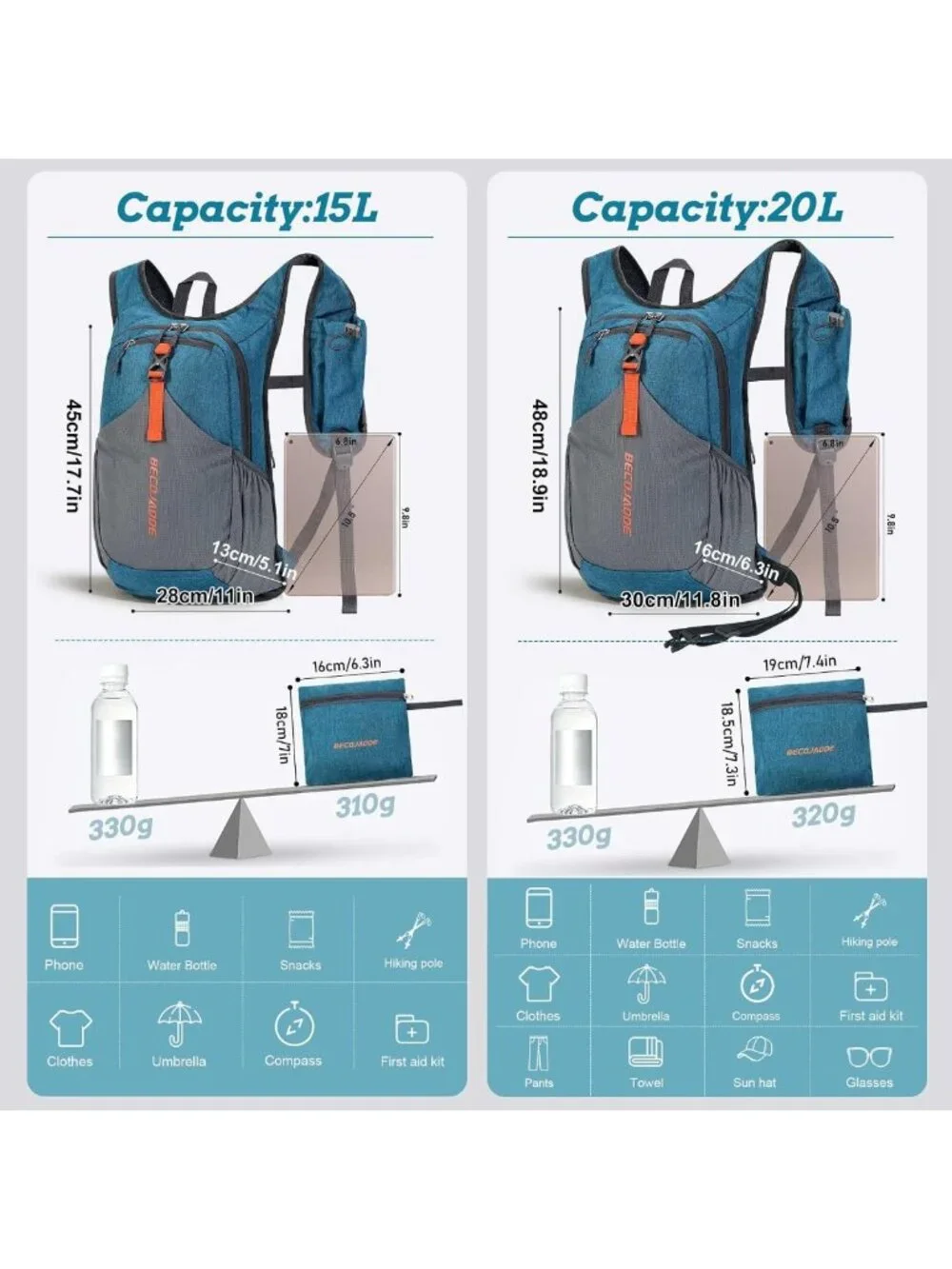 Ultralight 15L Foldable Hiking Backpack for Travel, Camping & Outdoor Adventures